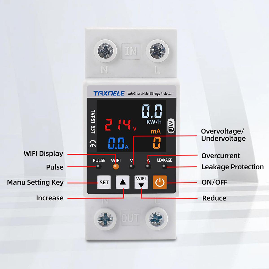 Protector de Voltaje Monofasico 140V-300V AC 63A EKVAP