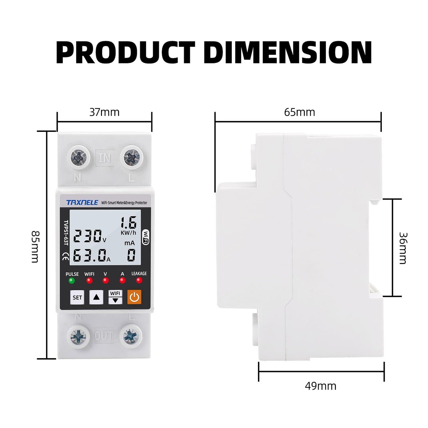 Protector de Voltaje Monofasico Wi-Fi AC 63A 80-300V