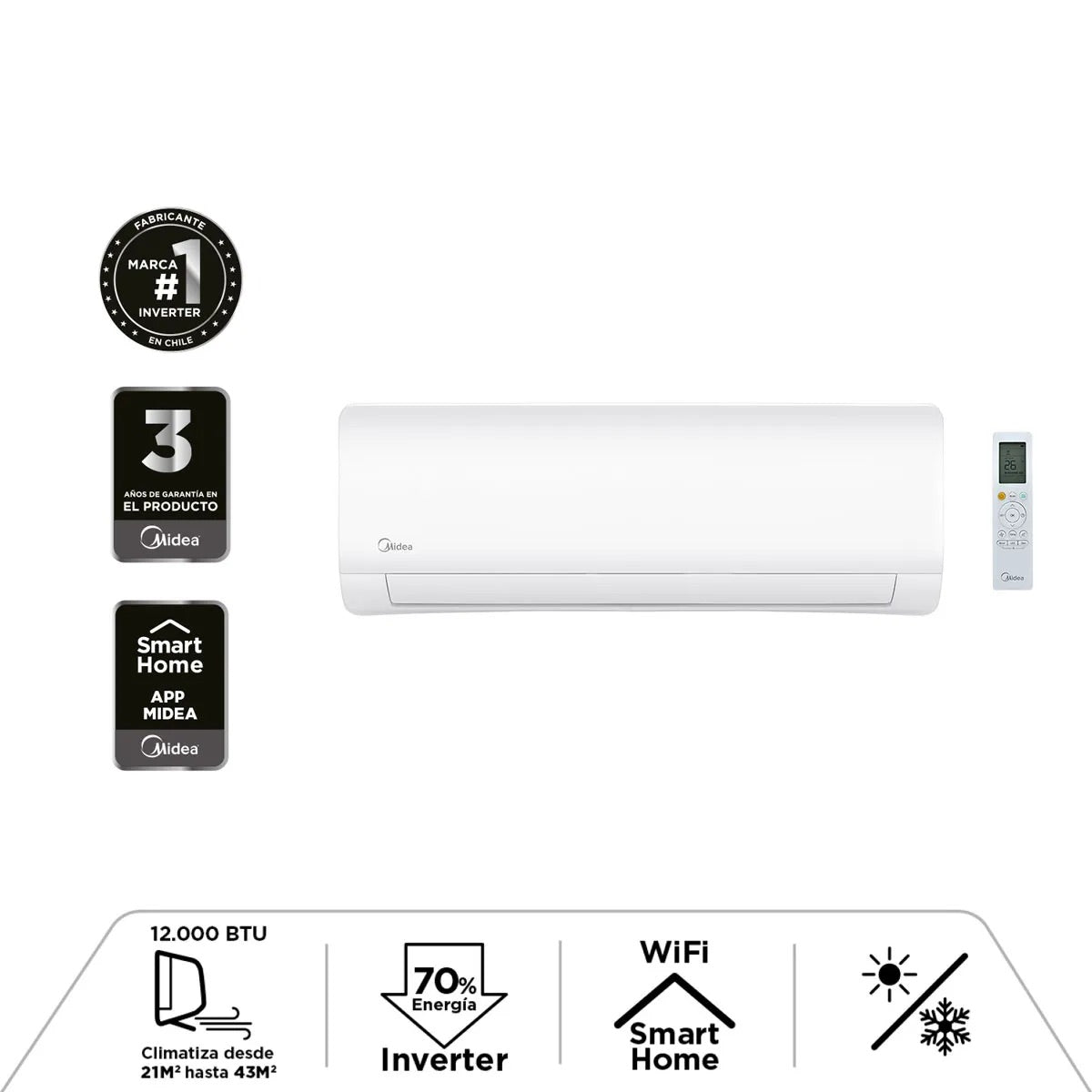 Aire Acondicionado Split Midea Inverter 24000 Btu Xtreme Dura